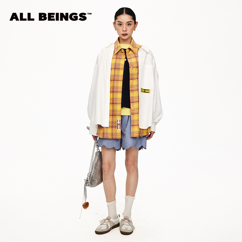 ALL BEINGS【双旦专享】25年设计师新款假两件撞色解构廓形衬衣