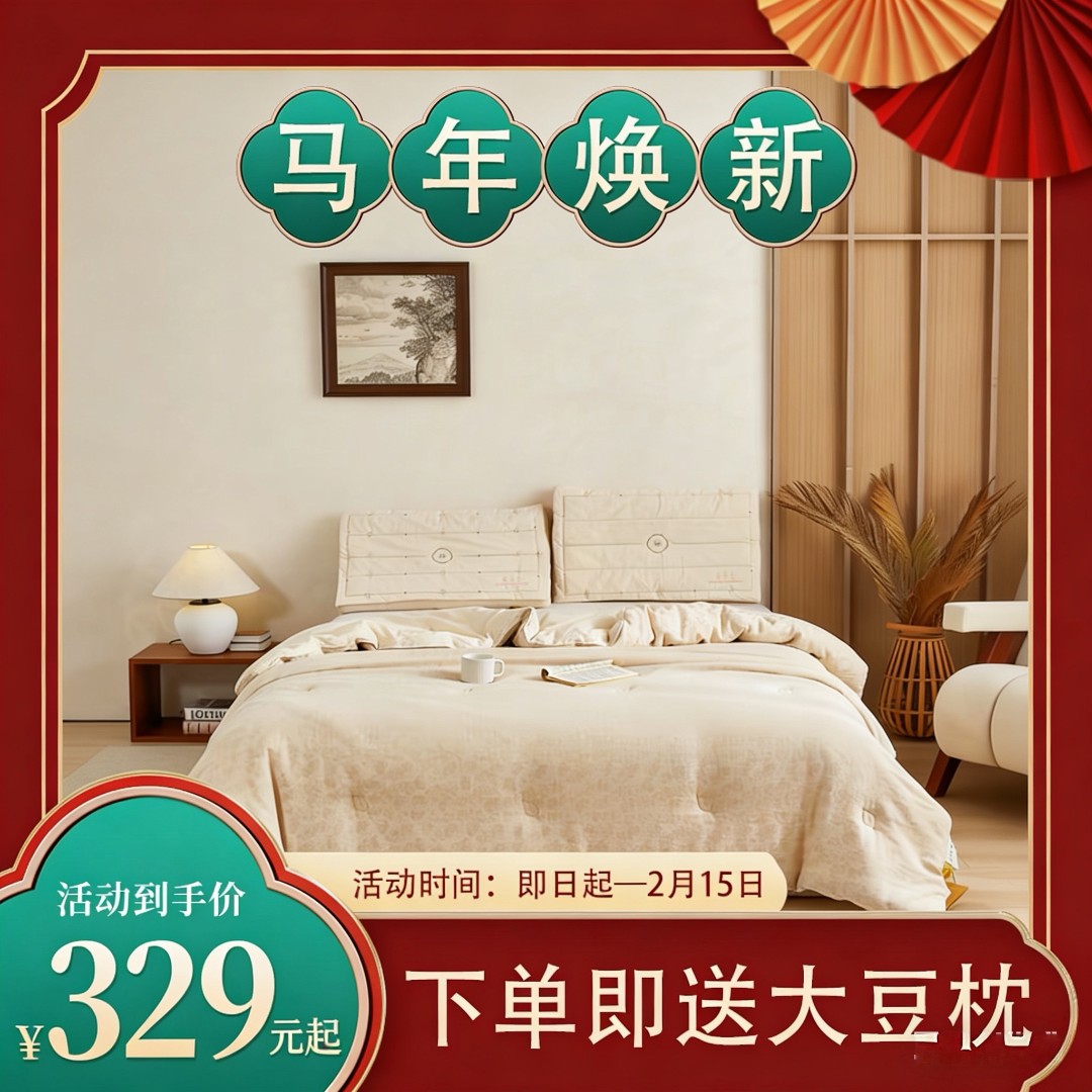 李官奇无季80顶奢棉麻大豆被A类亲肤保暖舒适加厚冬被