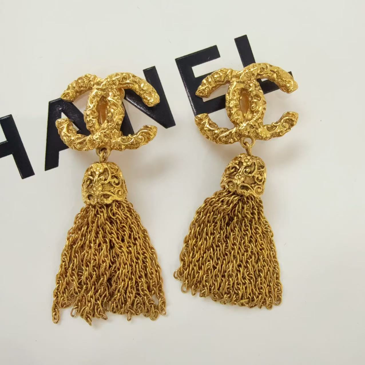 95新 Chanel/香奈儿 Chanel vintage香奈儿中古熔岩流苏耳夹