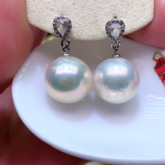 淡水珍珠耳饰银S925镶嵌