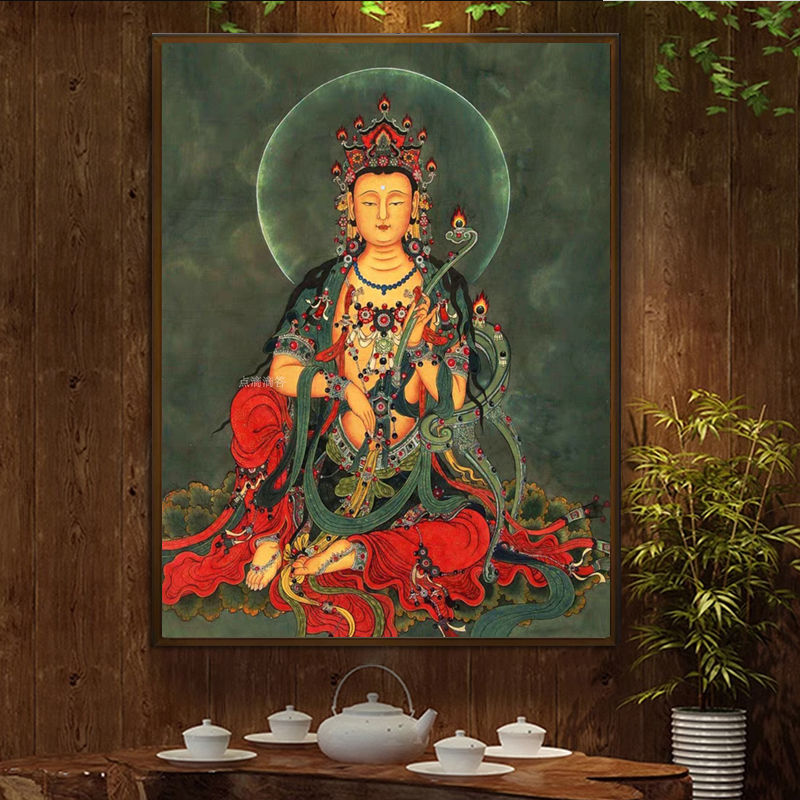 文殊菩萨十字绣满绣钻石画满钻画像中式禅意画中国风佛像非成品