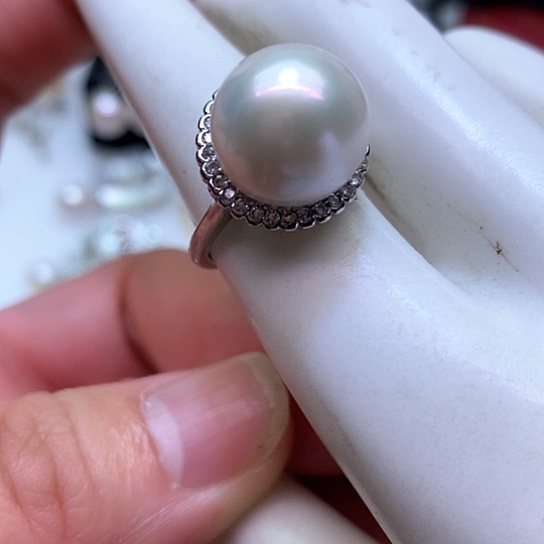 淡水珍珠耳饰银S925镶嵌