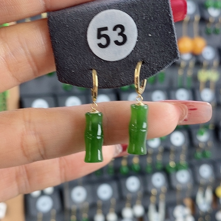 和田玉耳饰18K金镶嵌