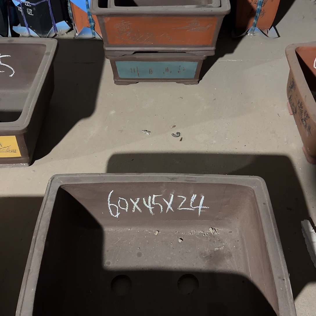 紫砂花盆60马槽三个颜色各一个