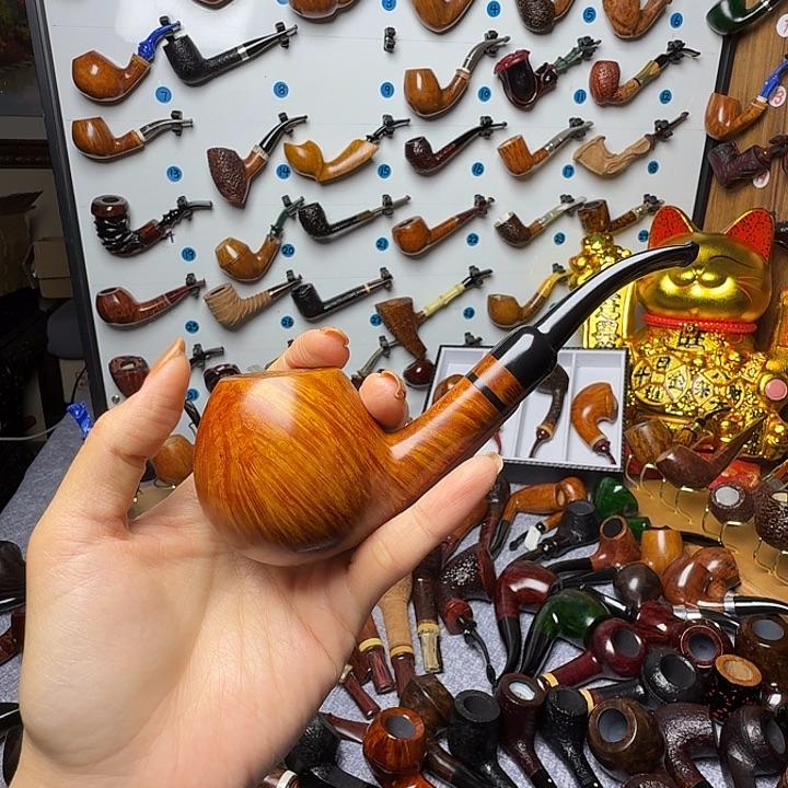 杨***实石楠木烟斗手工苹果烟斗
