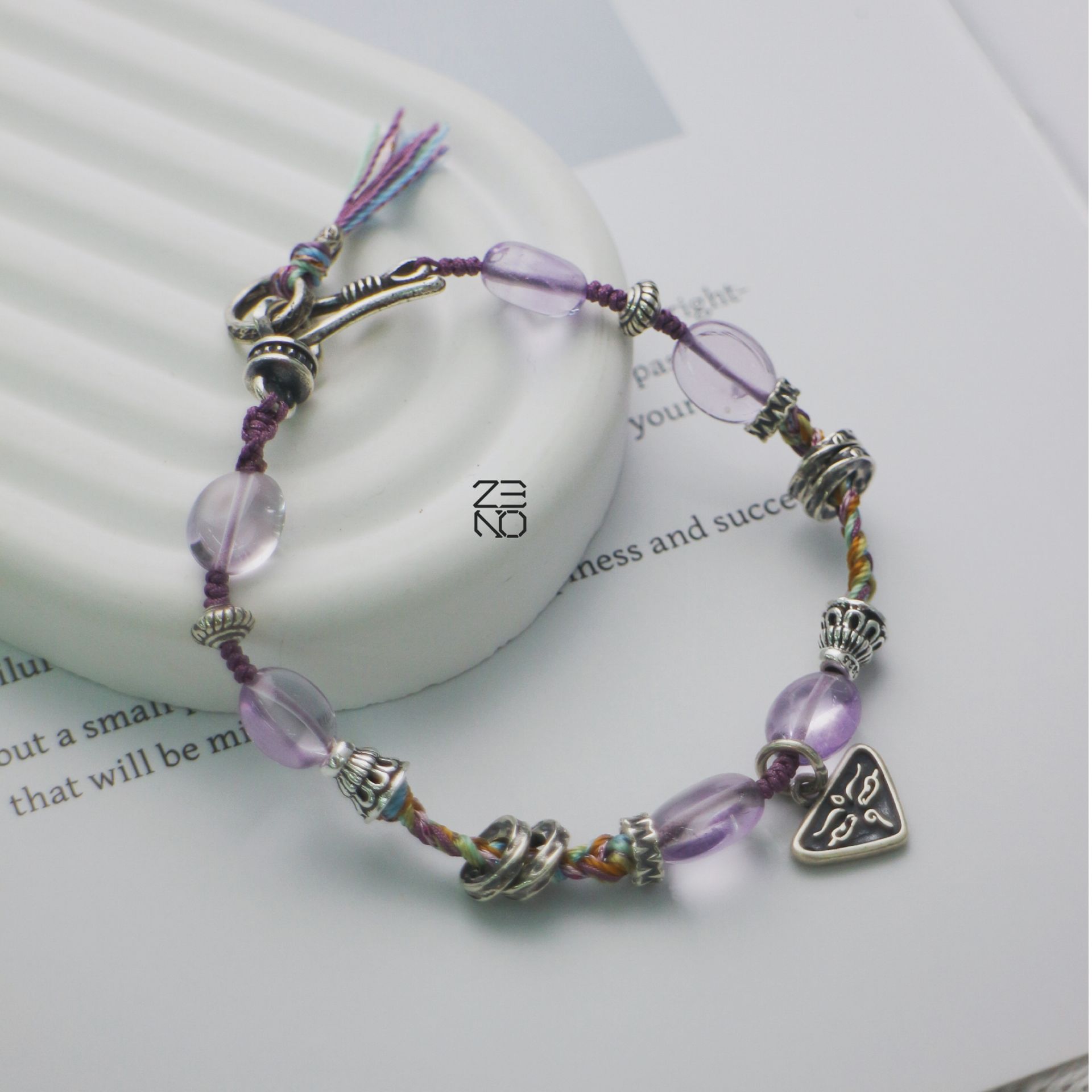 ZENO【观自在】原创设计小众手链 手绳编织 玻利维亚紫水晶百搭清新