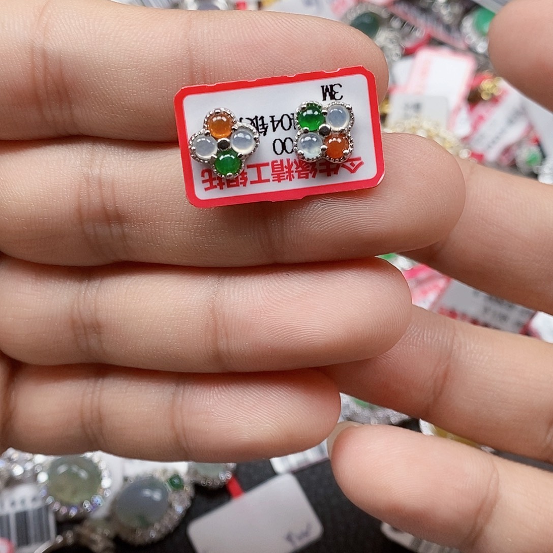 翡翠银S925镶嵌戒指天然A货缅甸翡翠