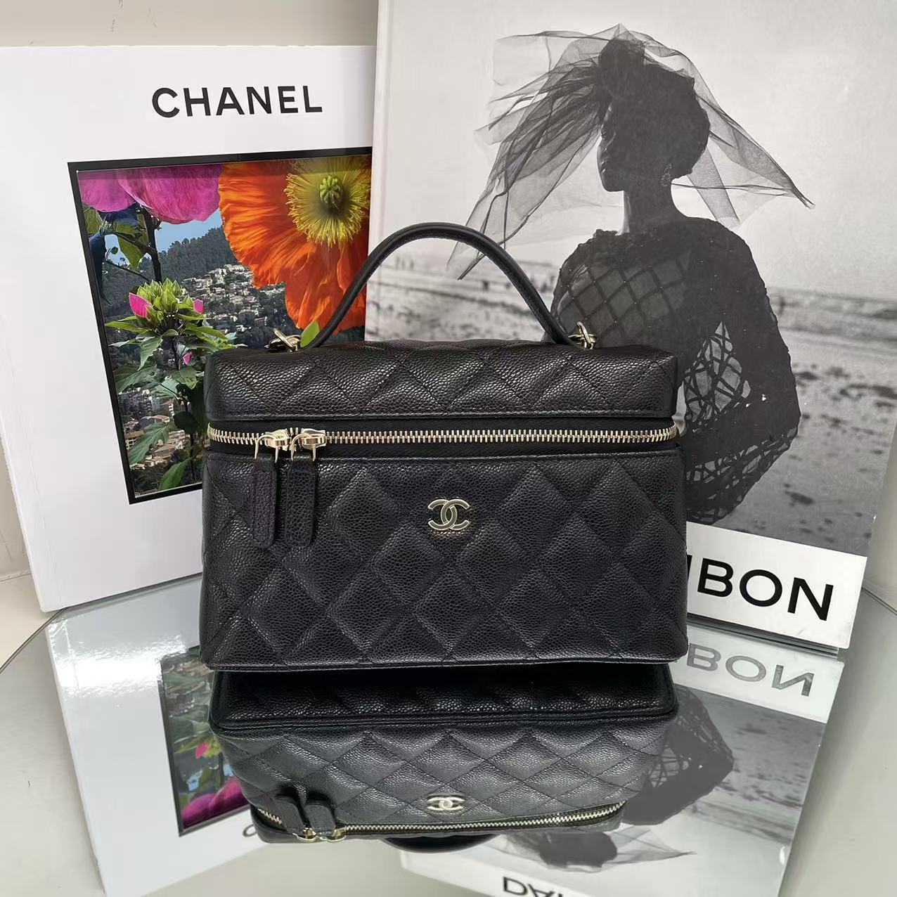 全新未使用 Chanel/香奈儿 25c荔枝牛皮LP同款饭盒包 斜挎包