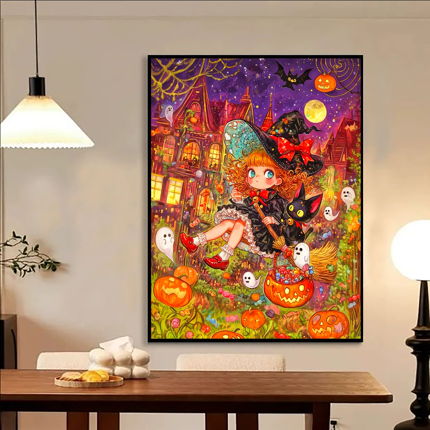 【花田错】新款钻石画满钻小魔女可爱卡通卧室手工DIY方钻装饰挂画 