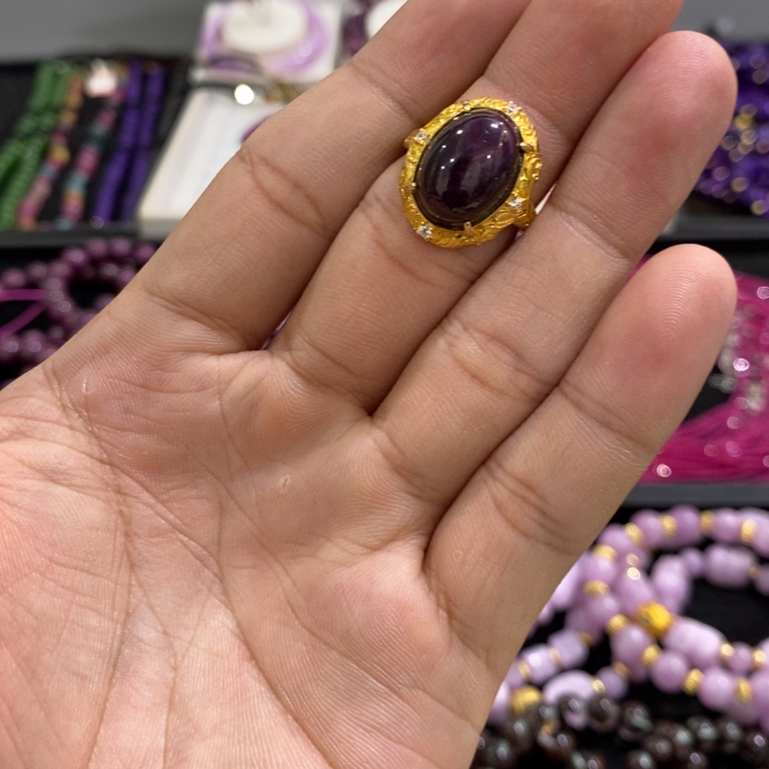 戒指红宝石银S925镶嵌