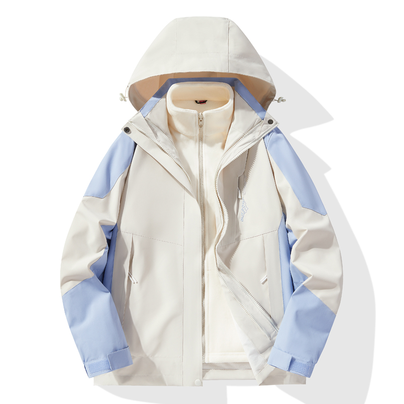 情侣款户外休闲运动拼色三合一冲锋衣两件套可拆卸帽 1818