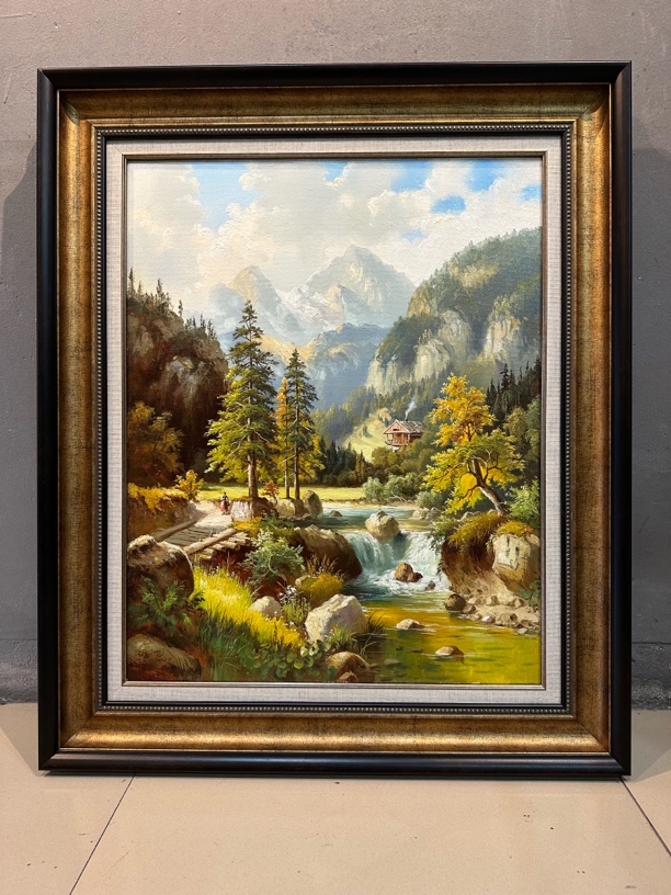 精品古典风景油画/画心尺寸53*67 cm画框73×87 cm/临摹收藏挂画