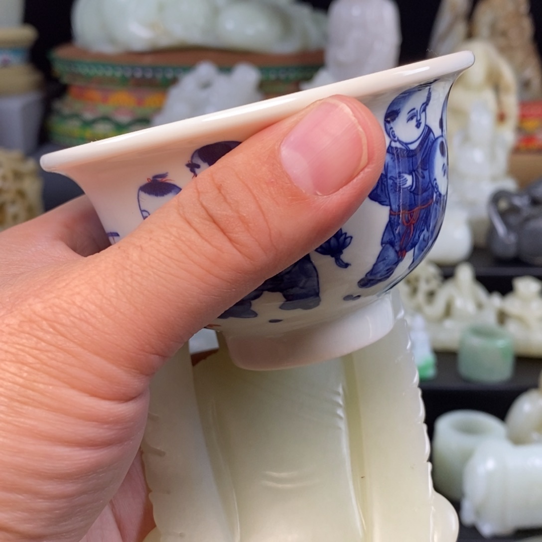 异*君青花瓷茶杯一个释迦摩尼