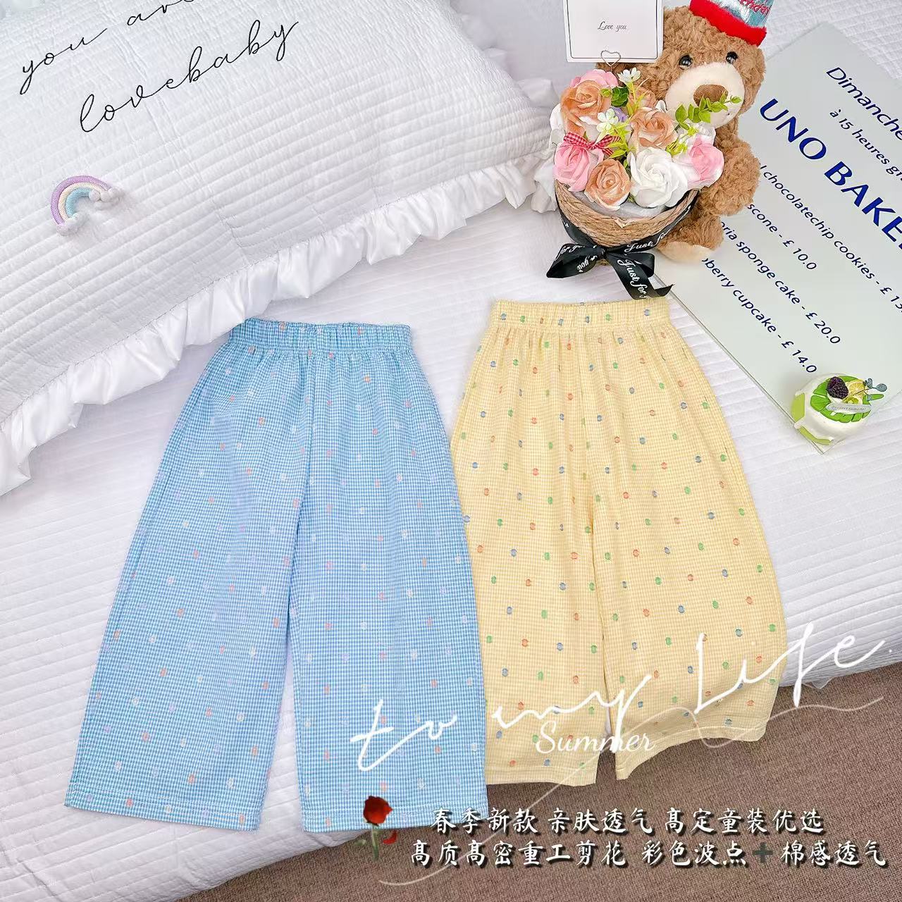 【Dannirabbit】*格子波点+棉感舒适好穿*女童休闲汉服裤子 D-H592