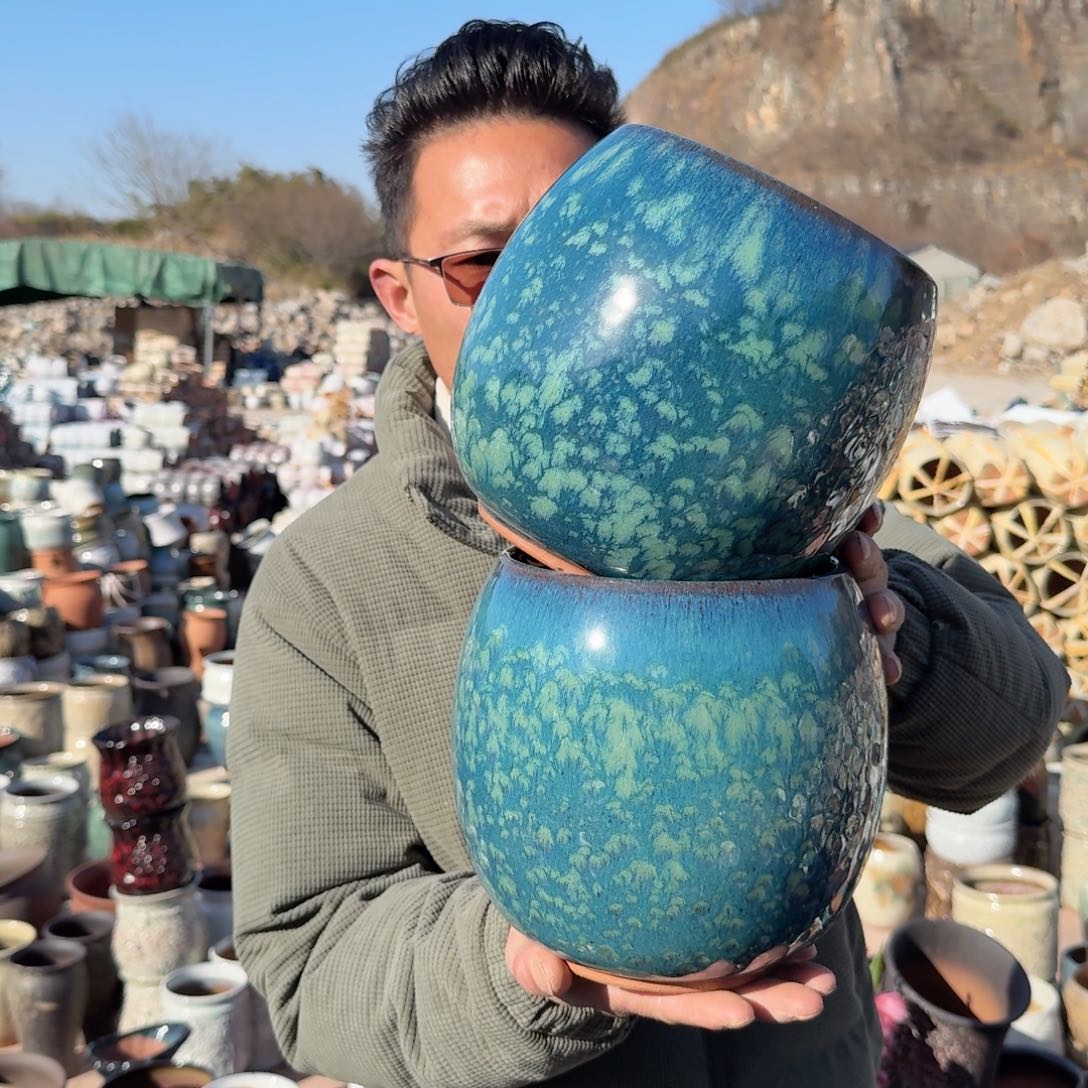 紫砂花盆口16高20（两个蛋壳雪花外贸