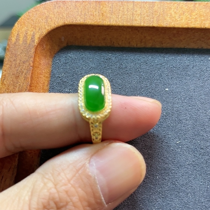 和田玉（碧玉）戒指银S925镶嵌