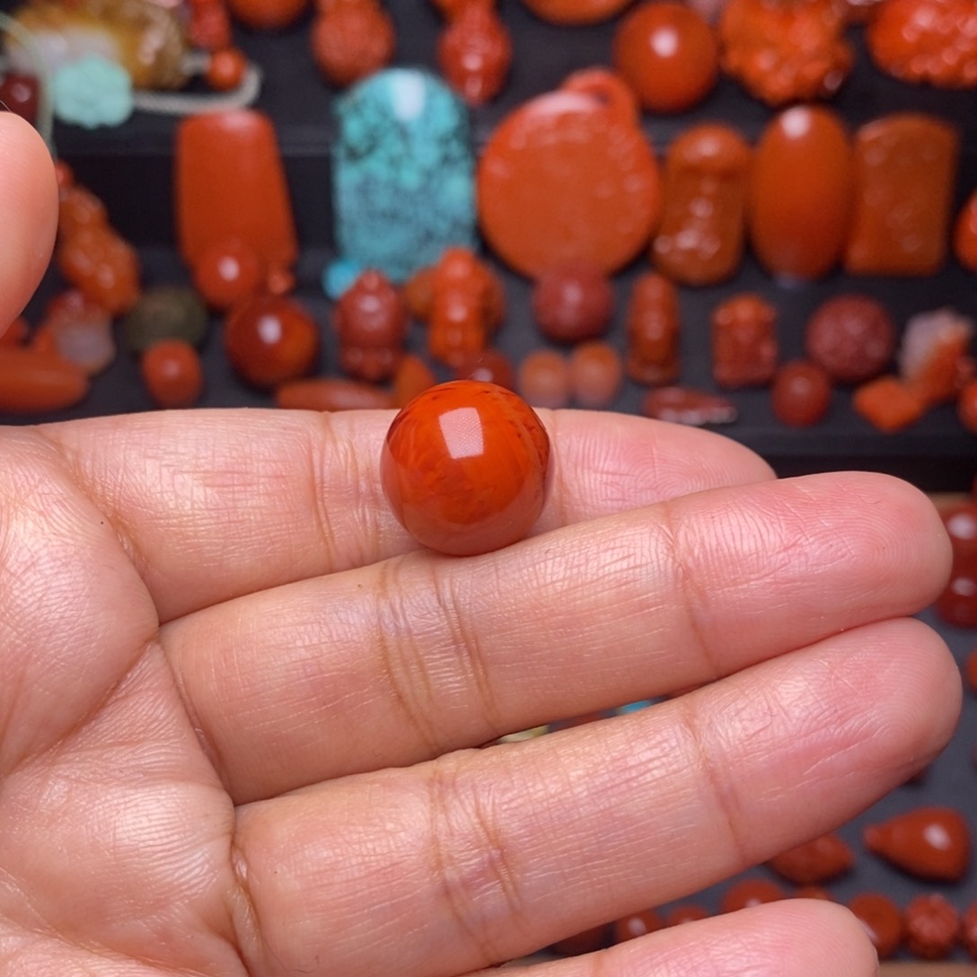 南红玛瑙配饰未镶嵌保***圆配饰