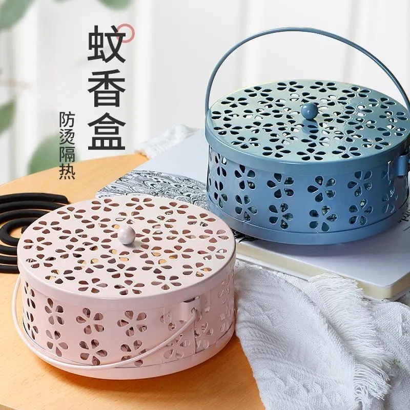 蚊香盒创意蚊香架家用室内防火香薰炉带盖提手蚊香炉蚊香盘托支架