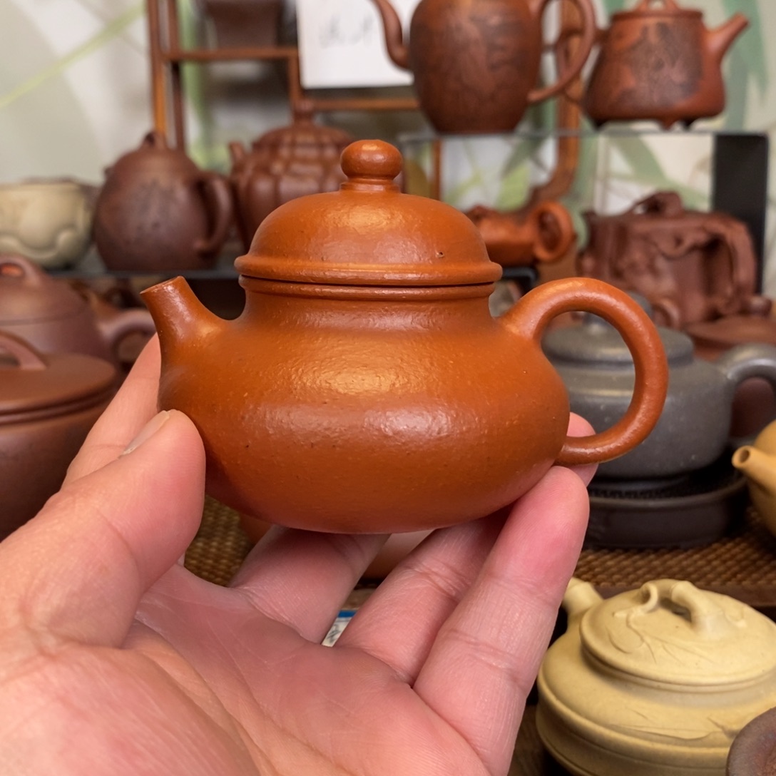 用***3茶壶紫砂全手工老朱泥容天