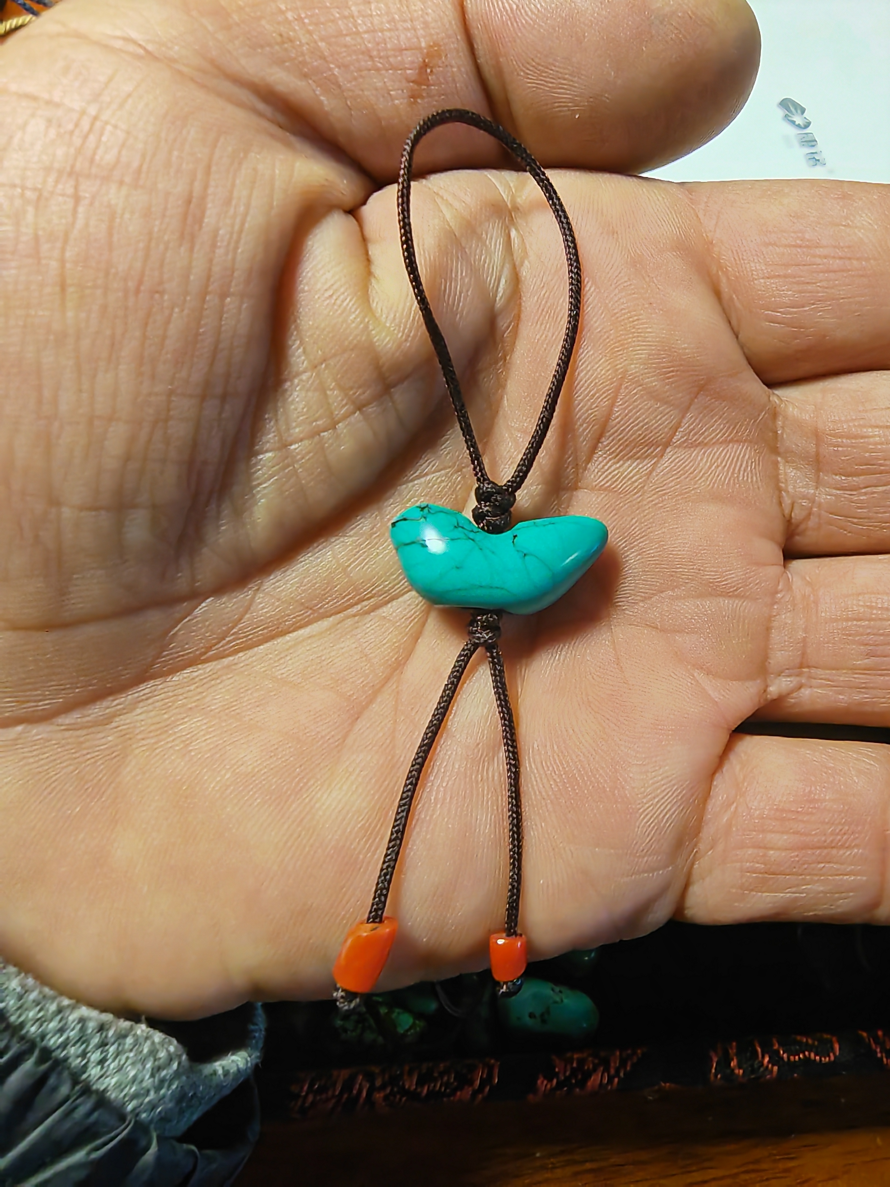 非金属陶瓷吊坠 藏系原矿老松石手机侧挂