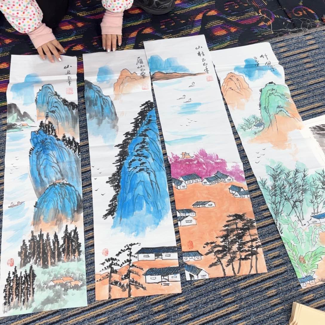 国画于新民三尺对开四条屏童