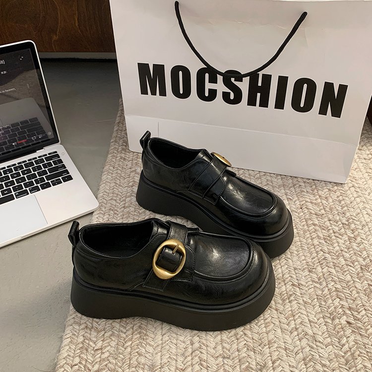 增高5cm厚底黑色英伦风小皮鞋女2025新款皮鞋女款2025新款爆款