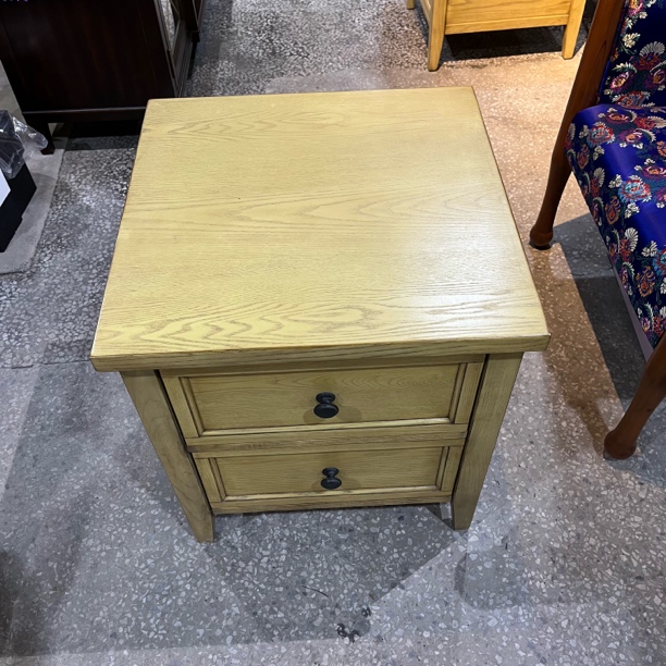 外单仿古做旧床头柜美式双抽卧房储物柜55/55/62