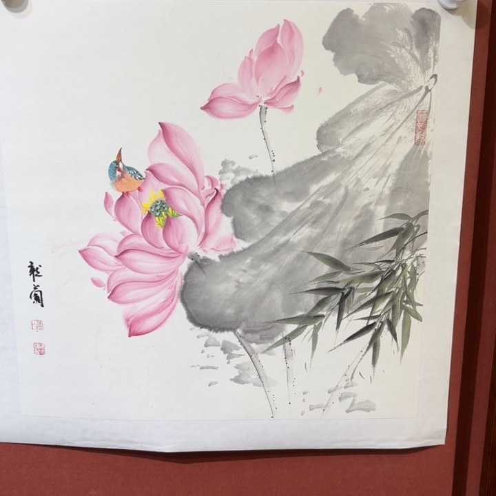 无***藏国画听兰老师花鸟
