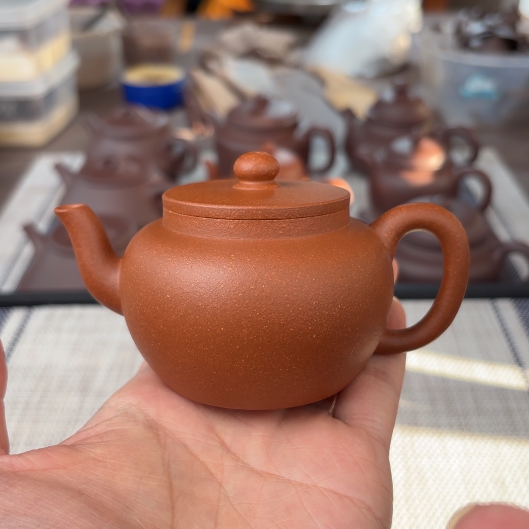 茶壶紫砂特价半手工红降坡平盖莲子壶140cc