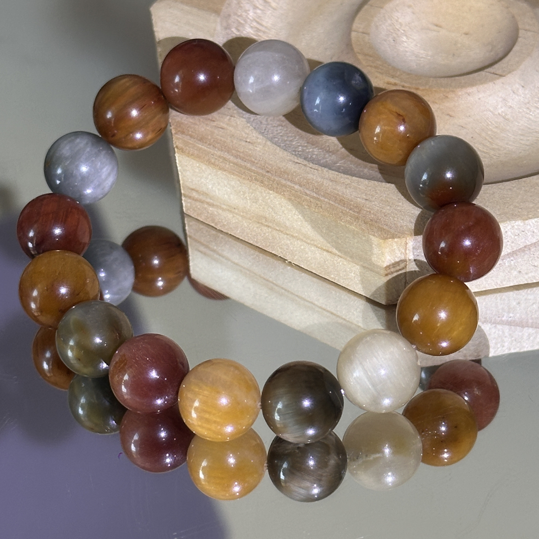 老矿猫眼兔毛水晶手串12m+（天然水晶默认微瑕）