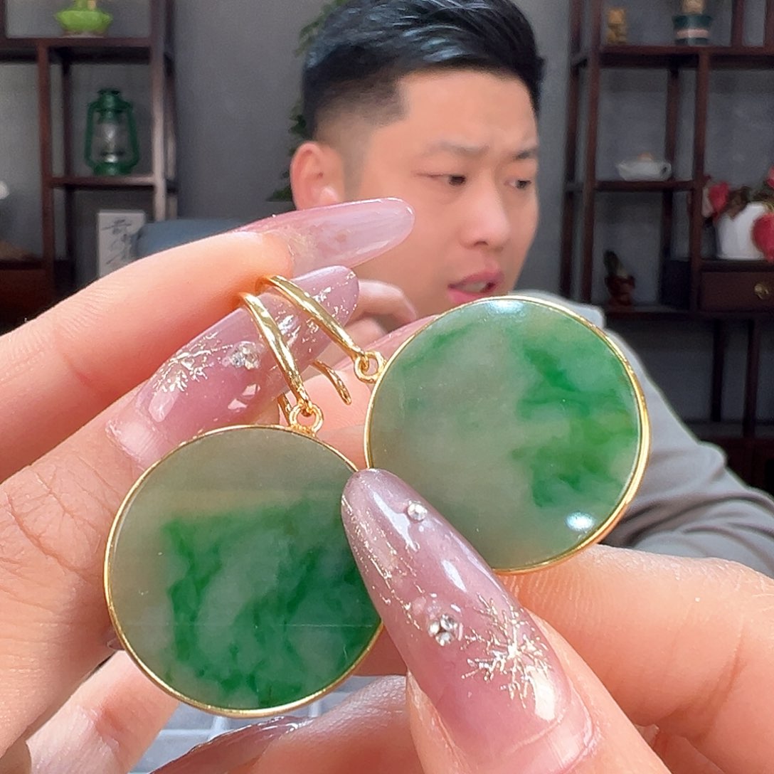 翡翠耳饰银S925镶嵌耳环2
