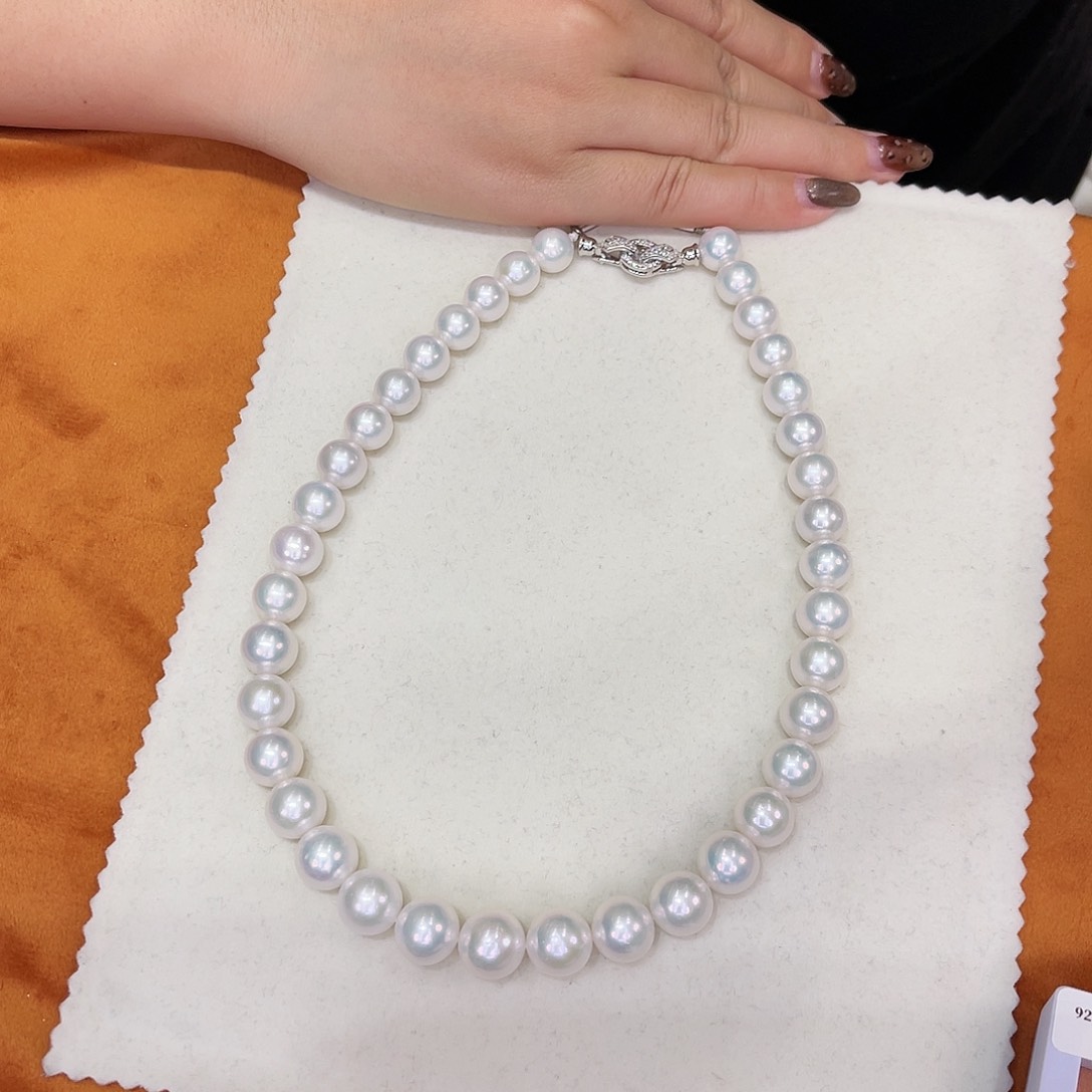 淡水珍珠项链银S925镶嵌11-14mm爱迪生珍珠