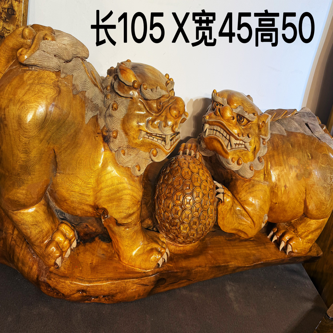 小叶桢楠金丝楠貔貅摆件：整木整雕、寓意：招财转运，财源广进。