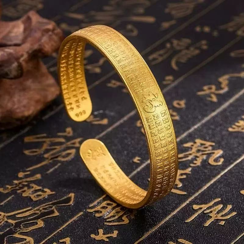 铜合金手镯 精品10M心经开口百福手镯传承复古经典精美