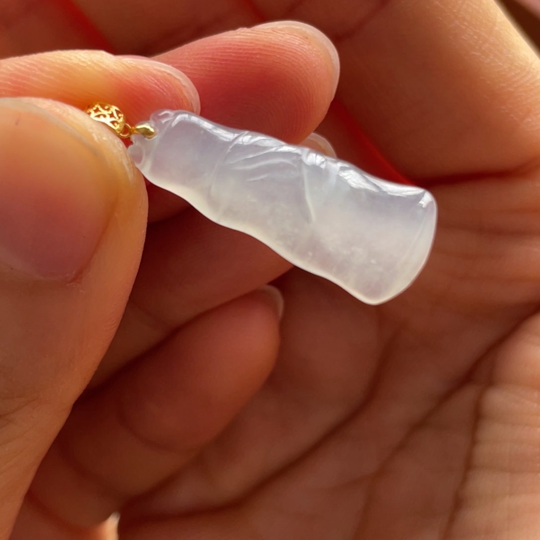 翡翠颈饰18K金镶嵌竹节