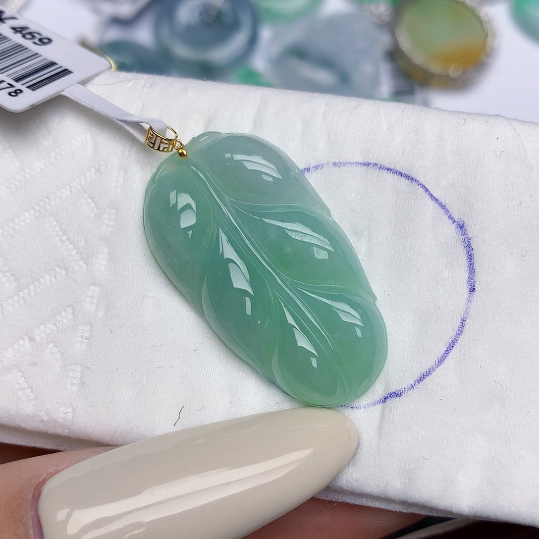 翡翠18K金镶嵌颈饰天然缅甸翡翠a货百元以上9元证书费自理