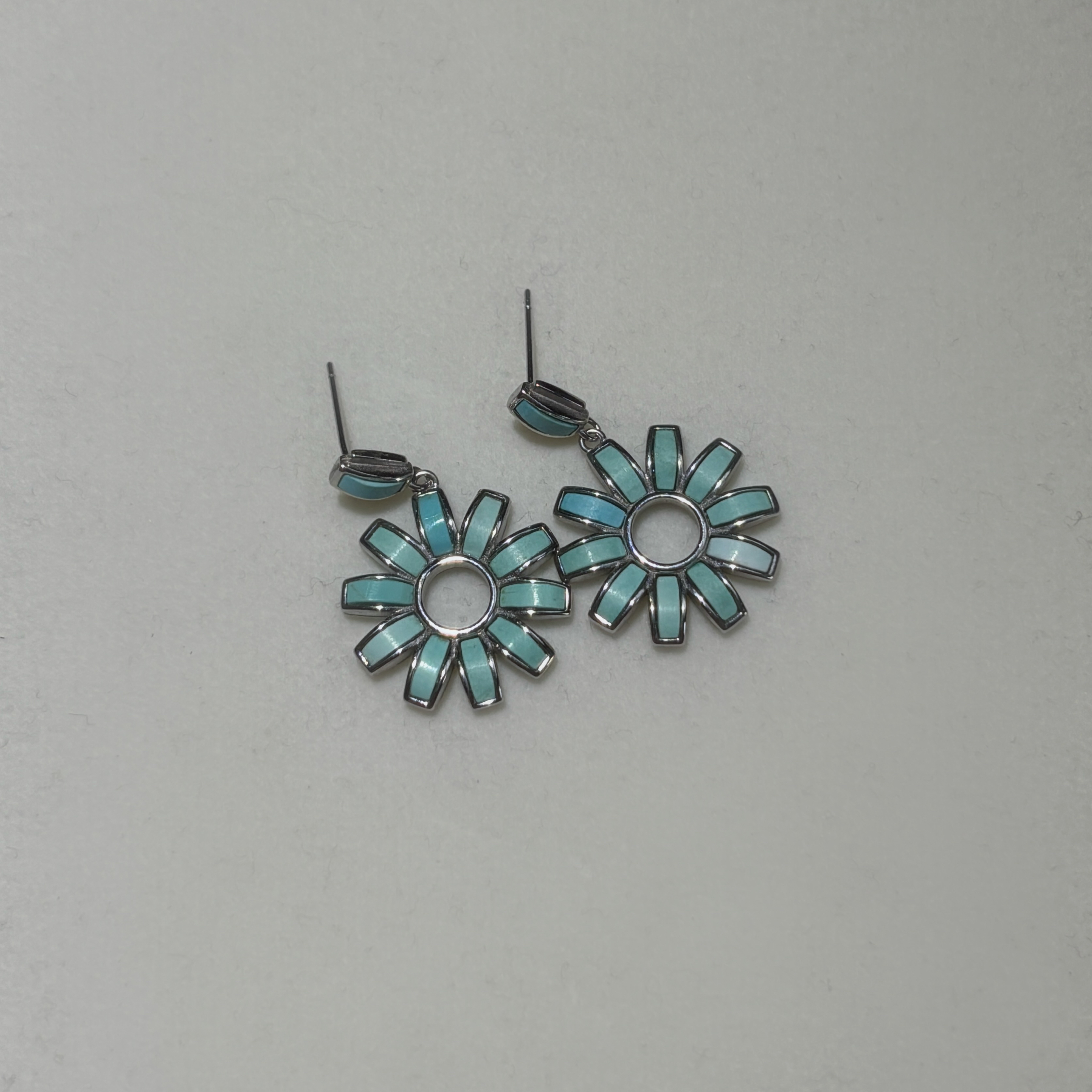 【由米】天然绿松石耳坠s925银