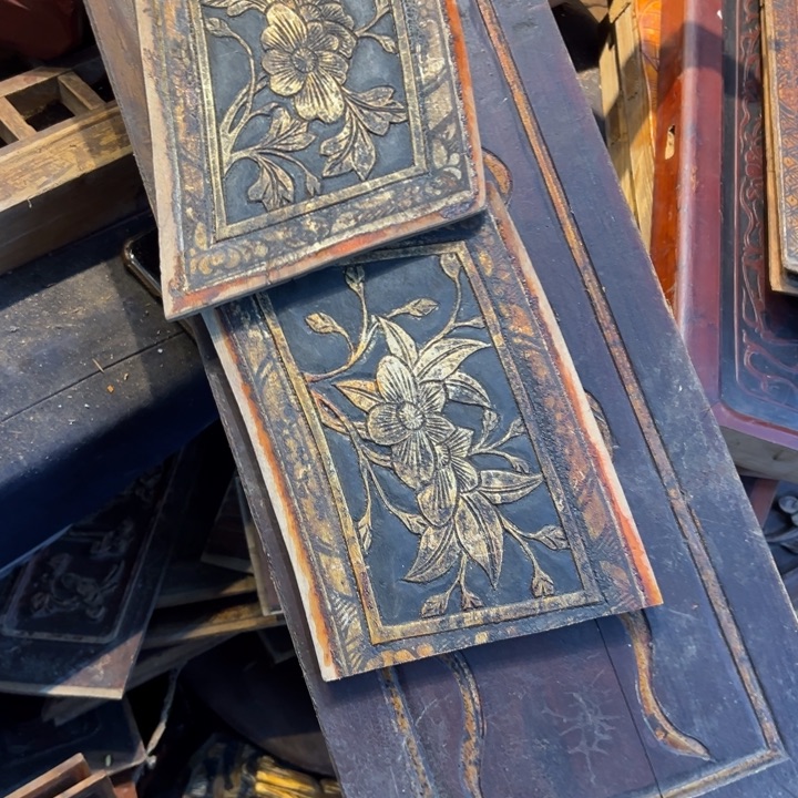 老***少香榧木老木雕花板艺术