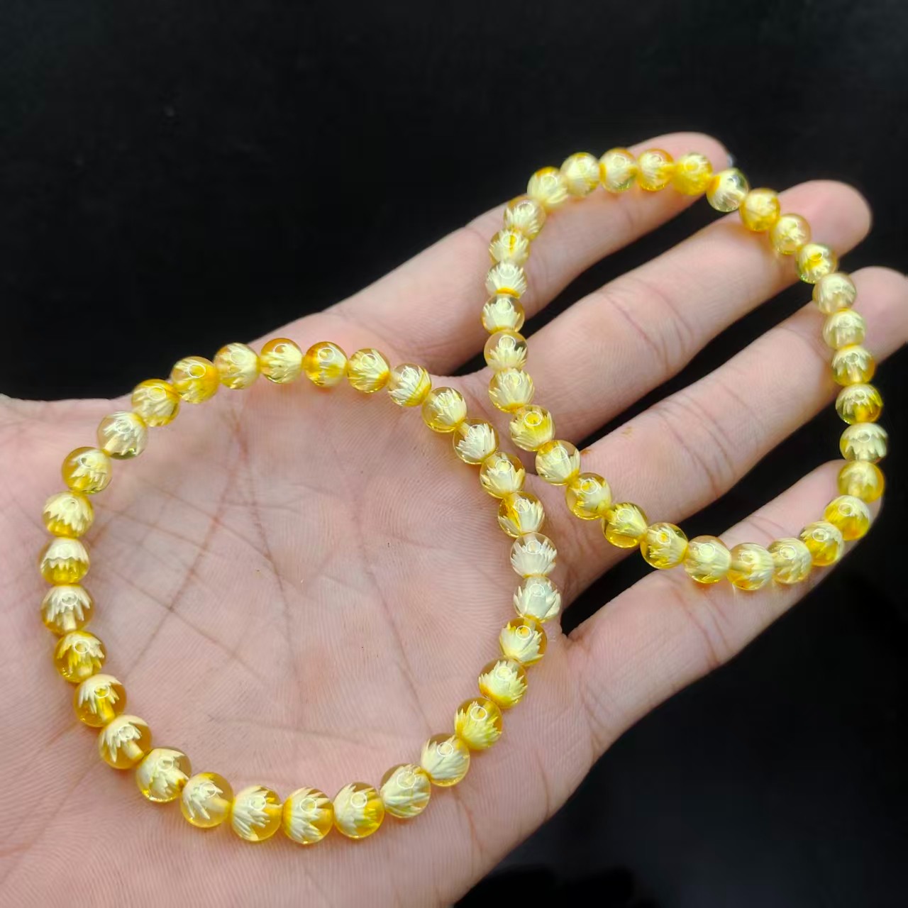 【康康严选】雕花琥珀单圈手串MS7【多样性发其一】约6mm+