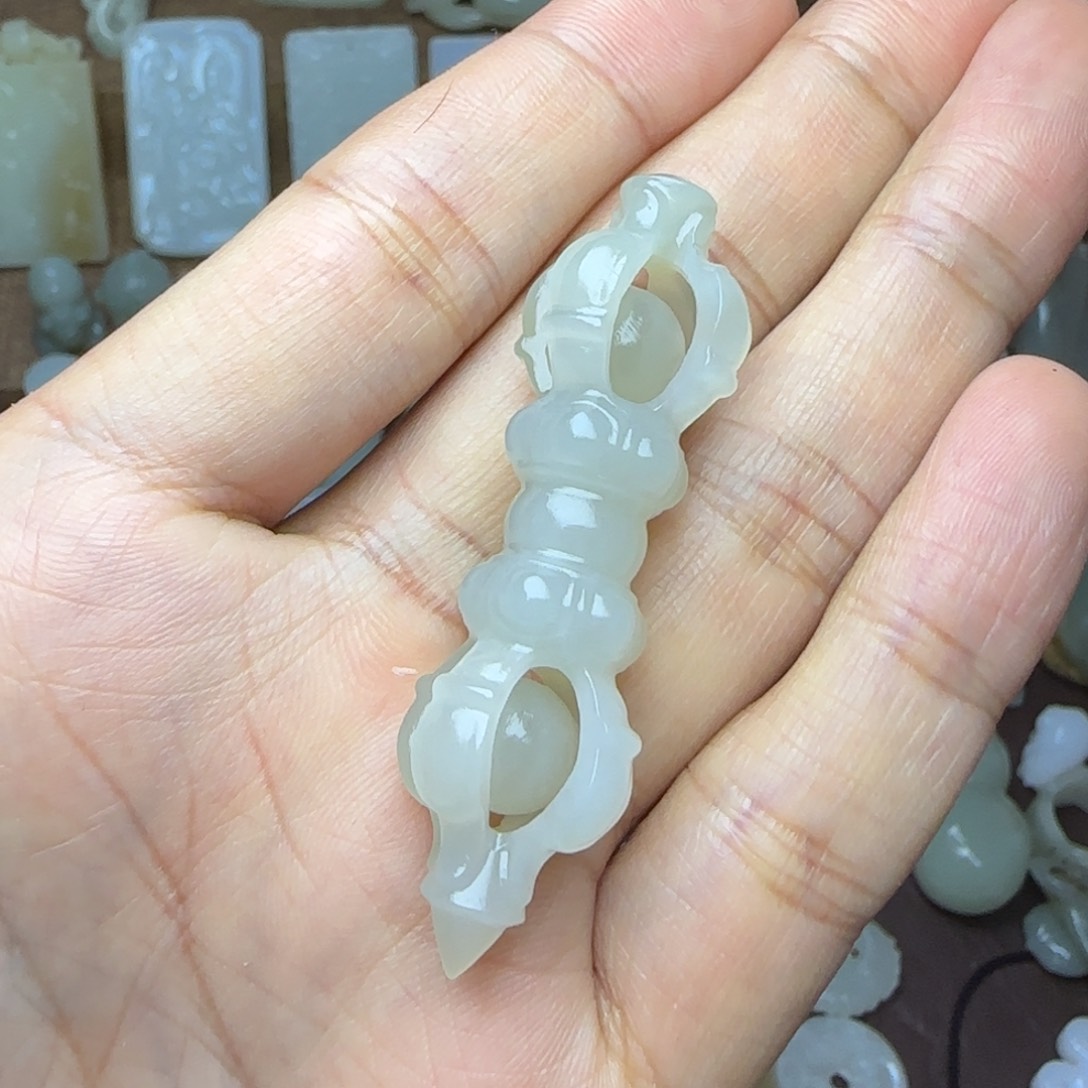 和田玉未镶嵌挂件杵