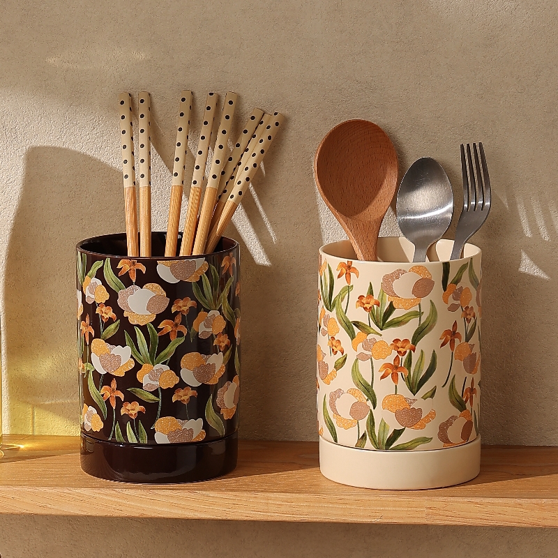 法式筷子收纳盒高档家用厨房台面筷子筒沥水防霉陶瓷筷子笼筷子桶