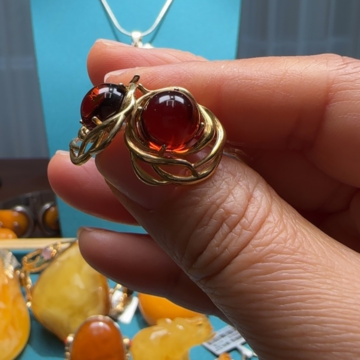 琥珀未镶嵌耳饰波兰设计款琥珀蜜蜡