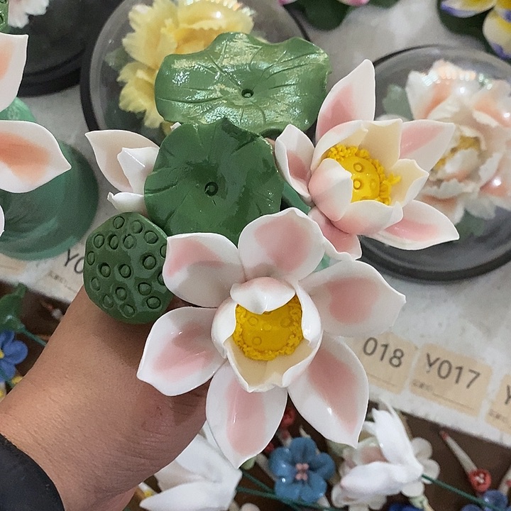 瓷片纯手工陶瓷花摆件2