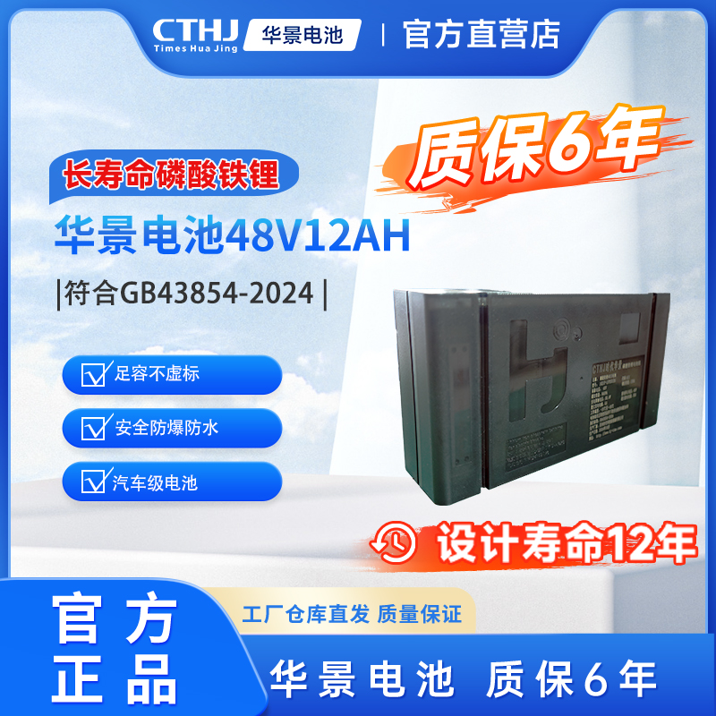 时代华景华景电池磷酸铁锂电池48V12Ah（质保四年）+专用充电器 