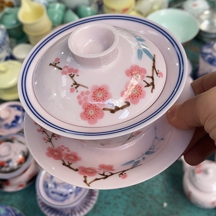 摆件陶红稀土翠竹三才