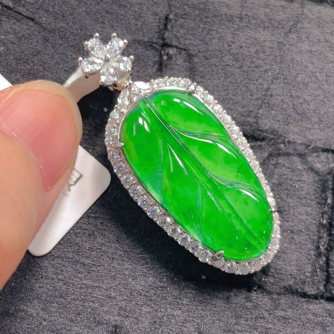 翡翠银S925镶嵌吊坠(不含链)