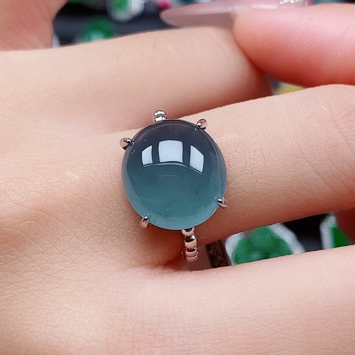 翡翠戒指银S925镶嵌戒指