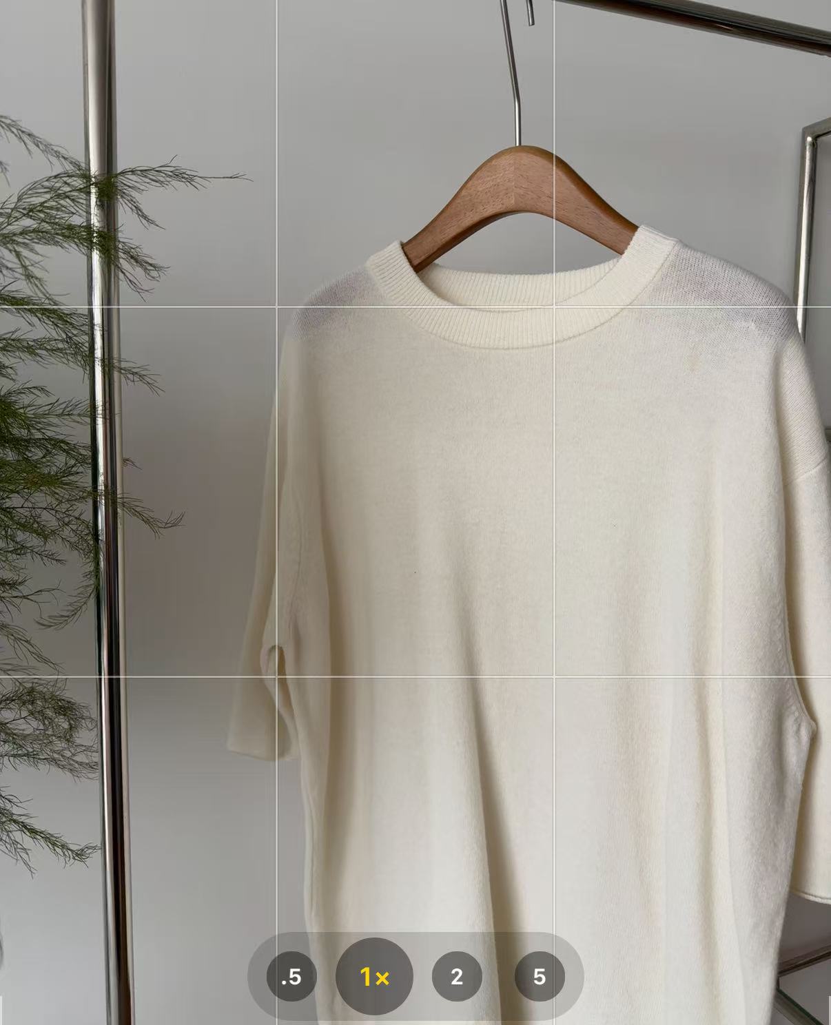 【哈尼家2】米白色圆领竖纹领口 厚款短袖长t恤 W6