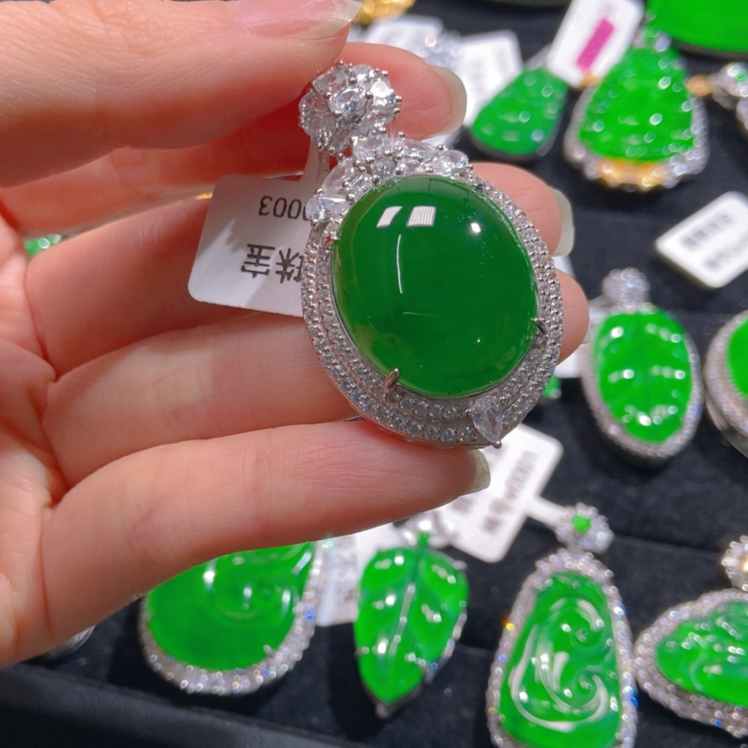 翡翠吊坠(不含链)银S925镶嵌