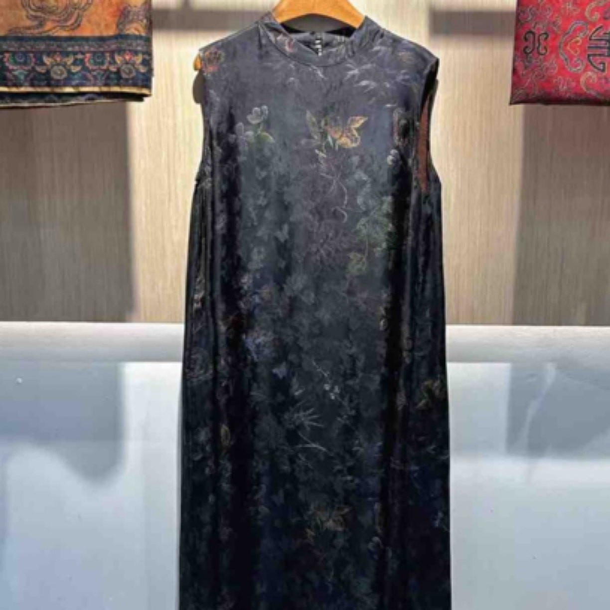 中式香云纱无袖长裙 复古印花 系带收腰 尽显东方雅韵hz8835